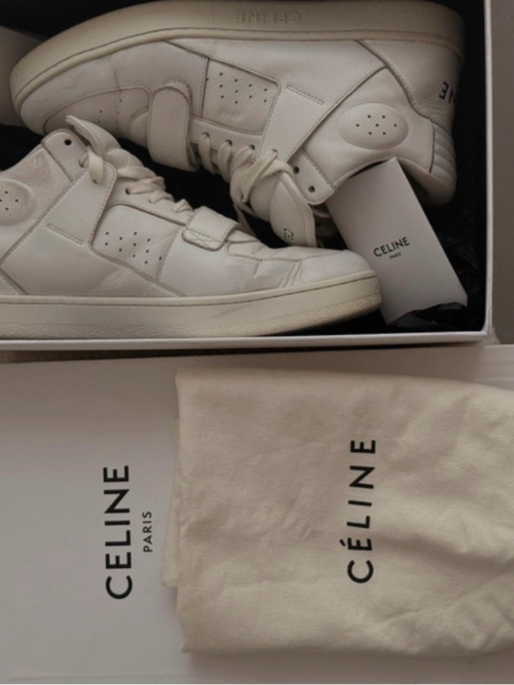 Celine White High-Top Sneakers | Size 40 | Full Set - Picture 2 of 14